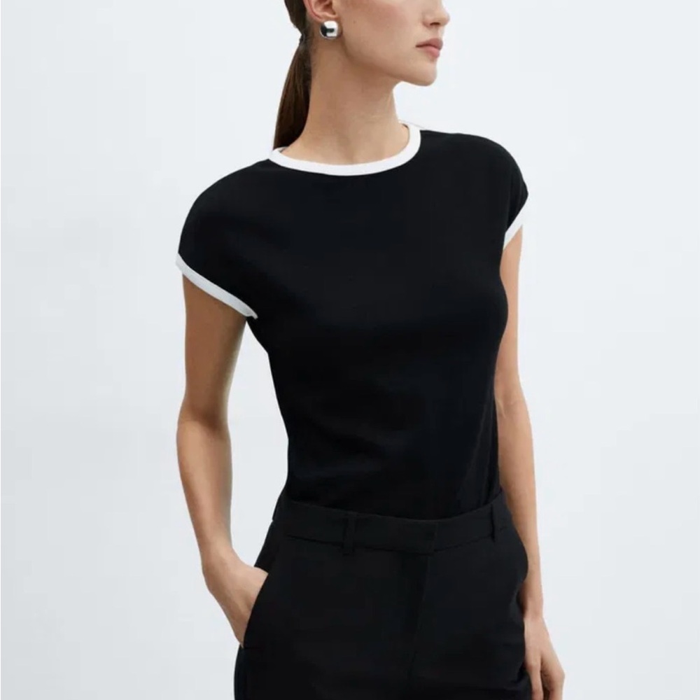 Mango Contrast Trim T-Shirt